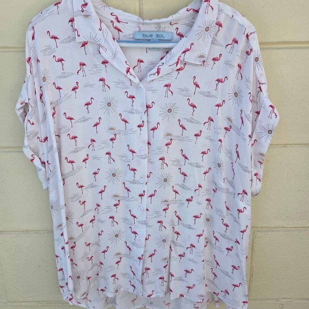 Blue Sol Super cute flamingo shirt 1X